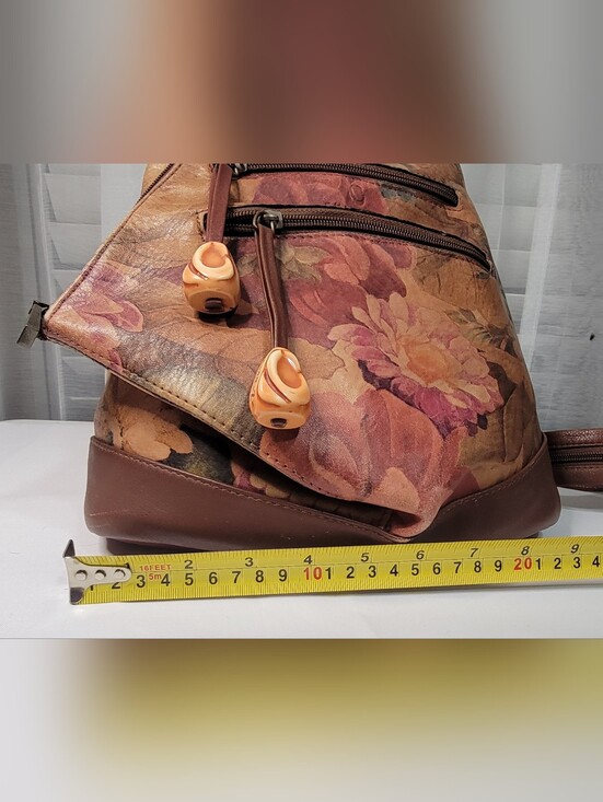 CHIARINI Floral Print Wedge Backpack Sling Bag - Brown Floral main image 7
